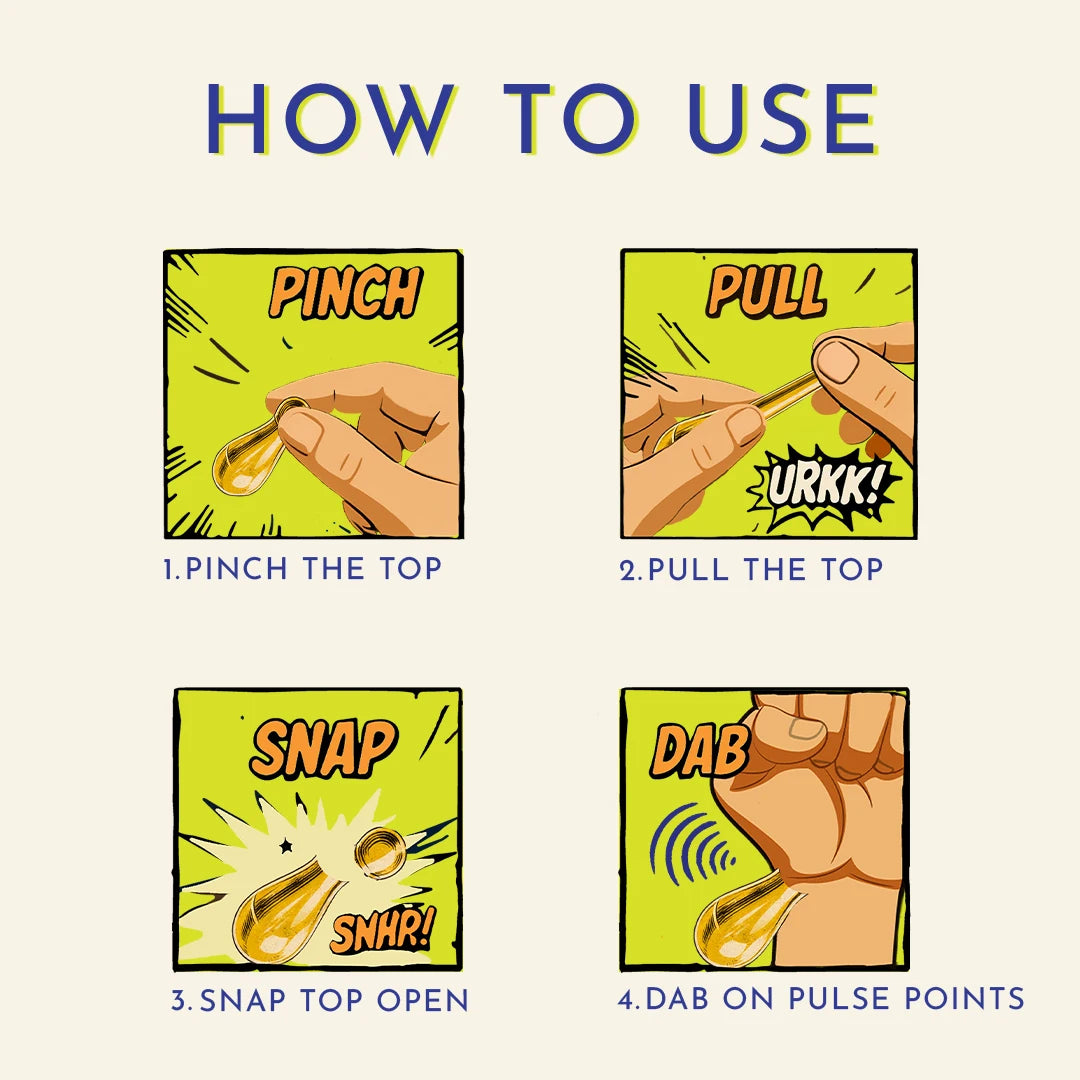 How to use a travel perfume capsule: pinch, pull, snap and dab
